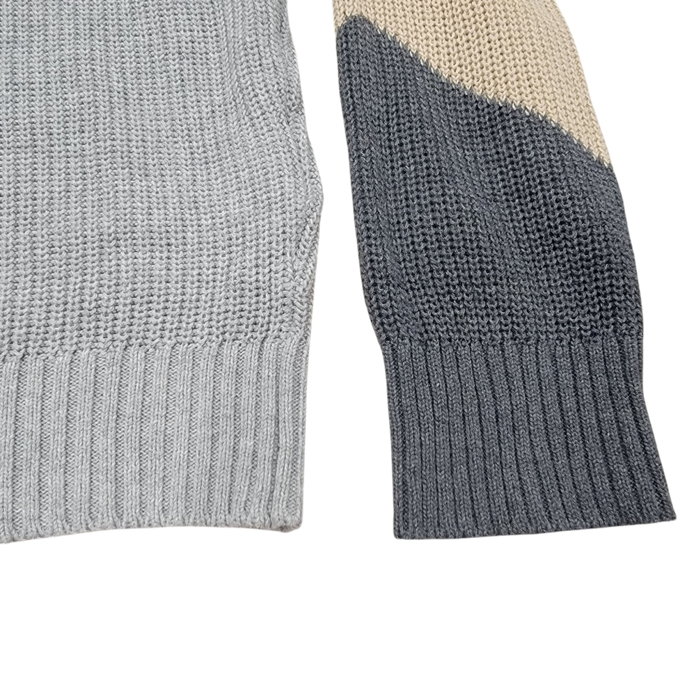 BCBGeneration V-neck Knit Sweater Colorblock Lantern Sleeves Grey Women’… - Picture 10 of 16